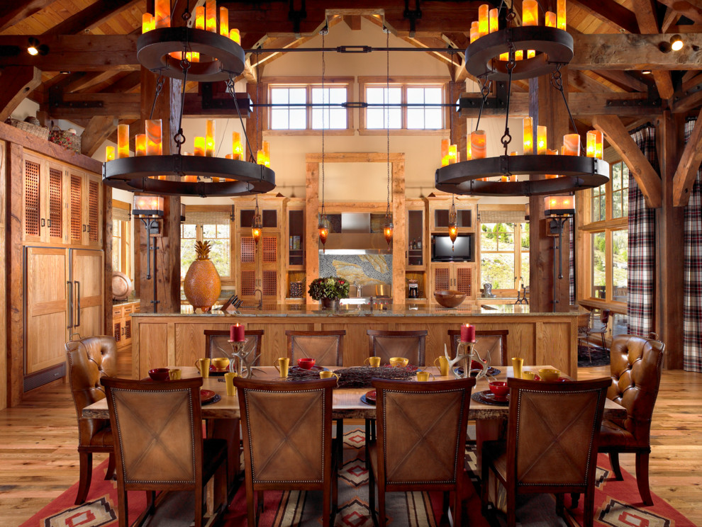 Mountain style dining room photo in Miami