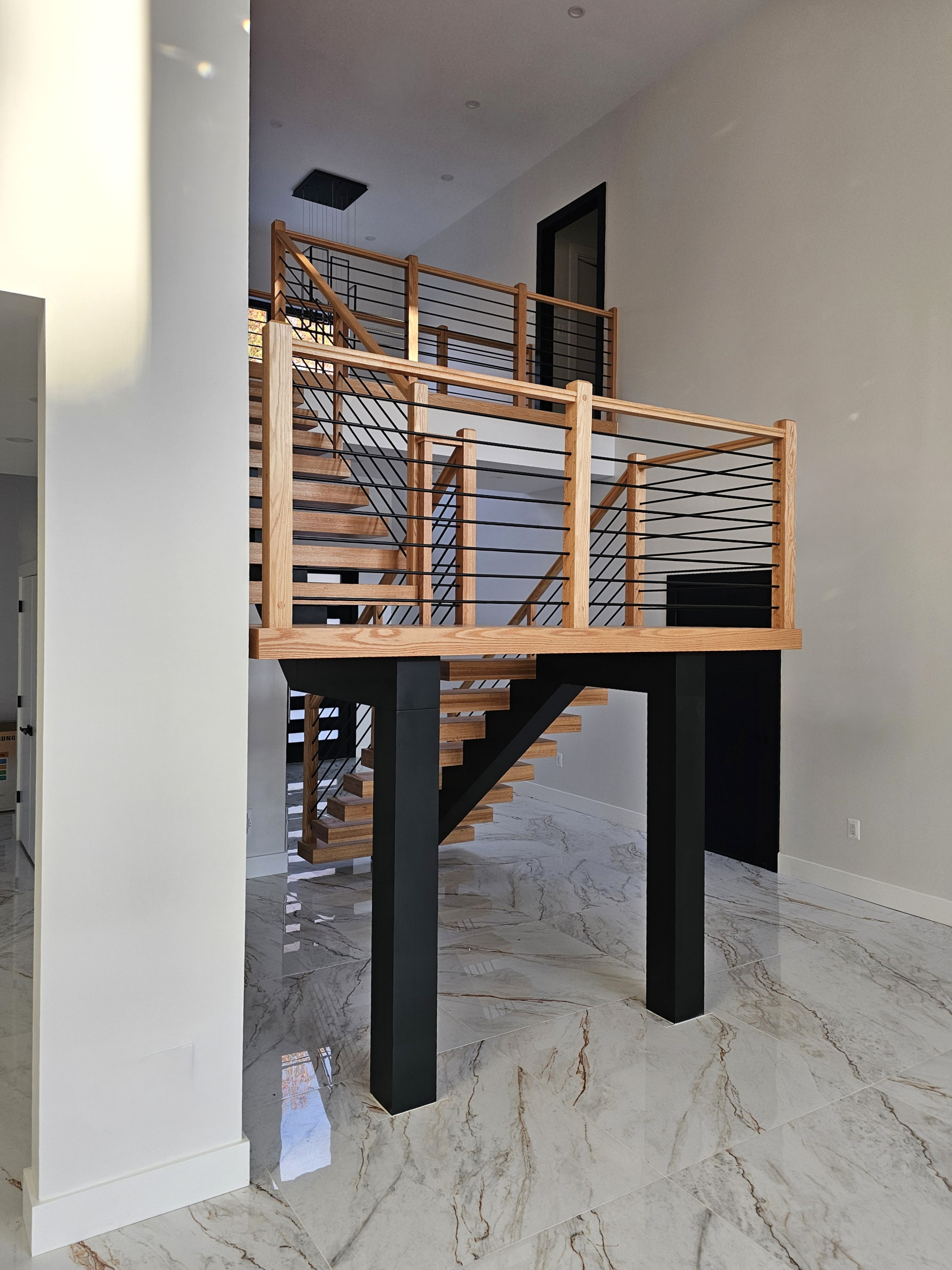 143_Modern Floating Red Oak and Metal Staircase, Sterling, VA