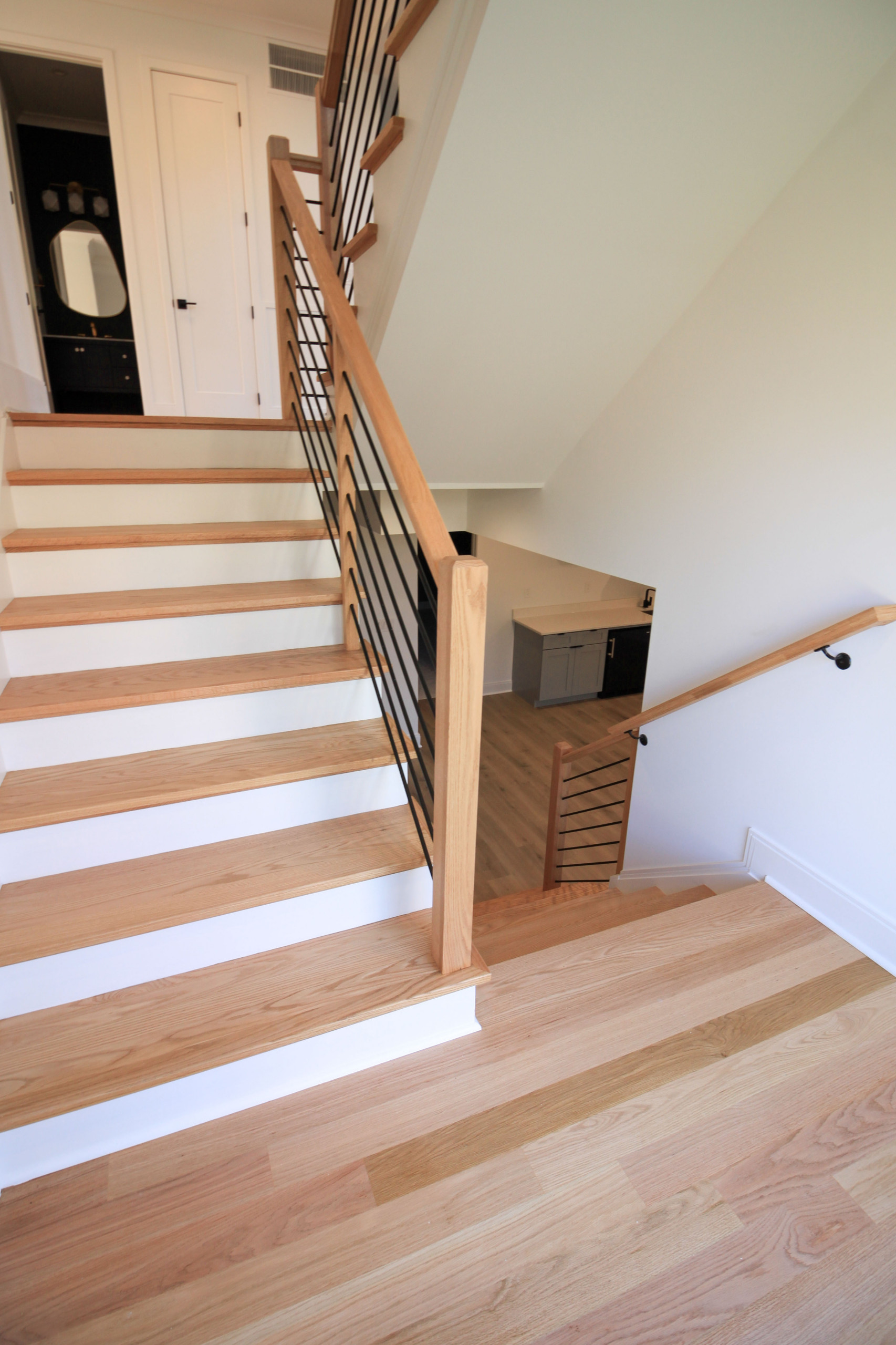 94_Neutral Color Floating Staircase with Metal Balusters, Bethesda MD 20817