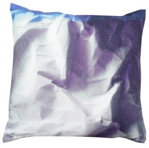 Crinkled Paper Print Linen Cushion, Indigo Blue