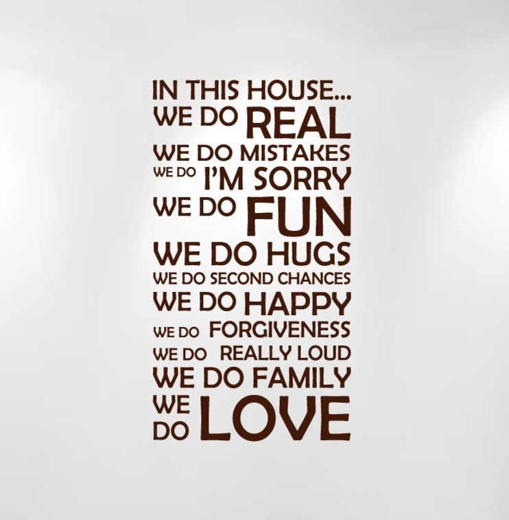 "In This House We Do" Vinyl Wall Decal Sticker 22" W x 40" H, Matte Brown