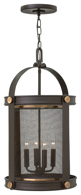 Holden Industrial Chic Pendant Chandelier, Buckeye Bronze, 4 Lights