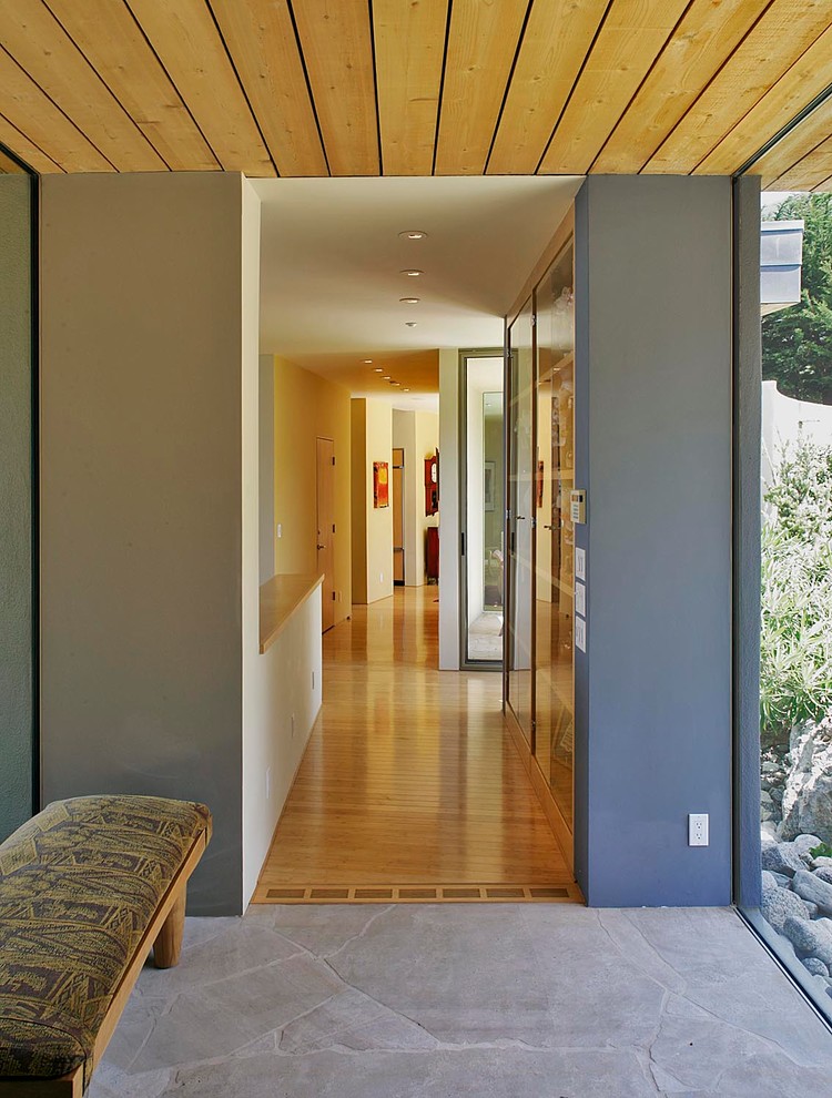 Photo of a contemporary entryway in San Francisco with grey walls.