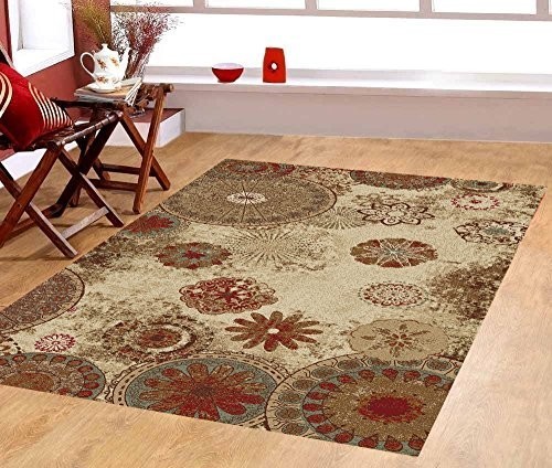 Floral Abstract Light Area Rug, 8'2"x10'