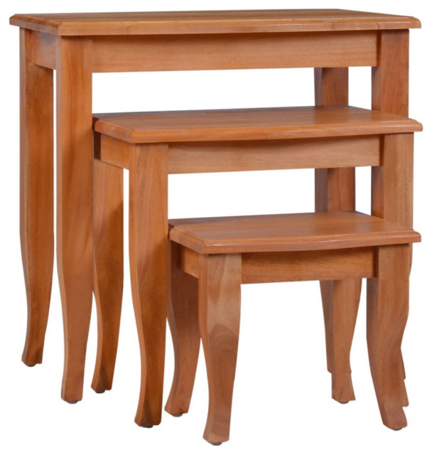 Vidaxl Side Tables 3Pieces Solid Mahogany Wood Transitional Coffee