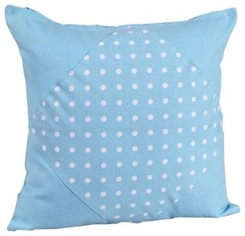 Blue Solid & Polka Dot - Filled Cushion