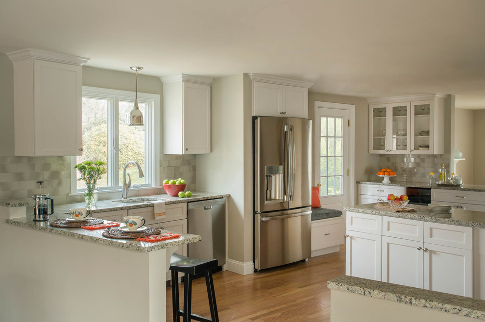 Example of a transitional kitchen design in Boston