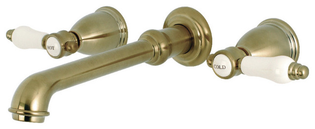 Kingston Brass KS7127BPL 8-Inch Center Wall Mount Bathroom Faucet, Brushed Brass