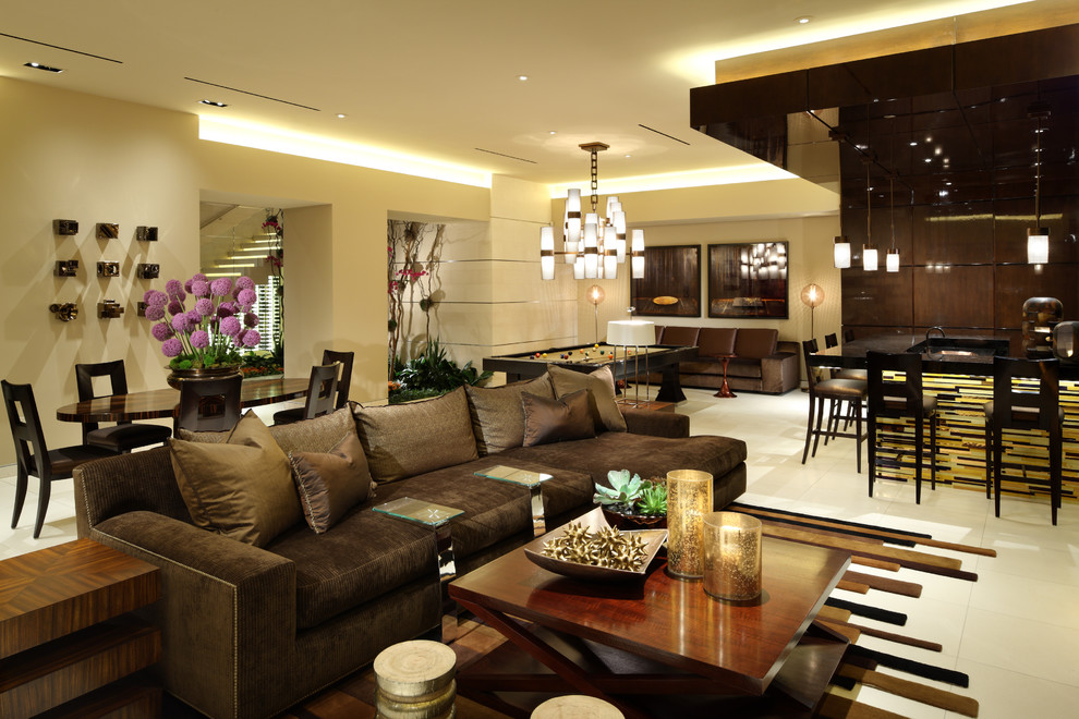 This is an example of a contemporary family room in Las Vegas.