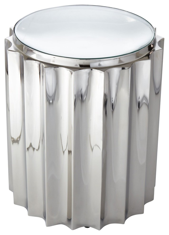 Fluted Column Table, Nickel Contemporary Side Tables And End Tables