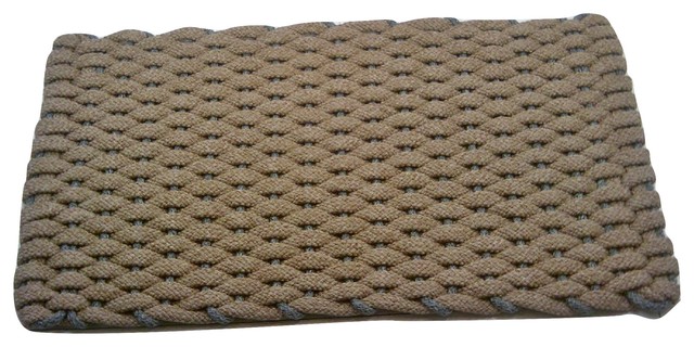 20"x38" Rockport Rope  Mat, Tan With Gray Insert