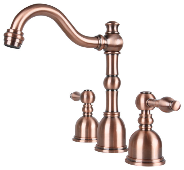 Copper TwoHandle Widespread Bathroom Sink Faucet Lavatory