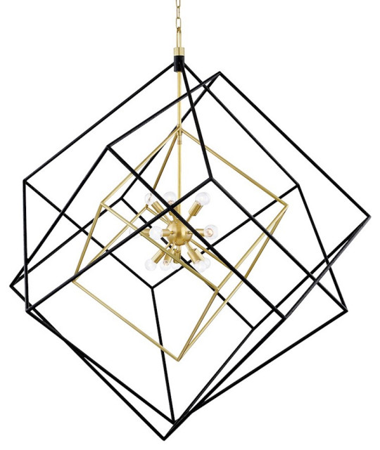 Hudson Lighting Roundout 15 Light Pendant, Aged Brass/Black