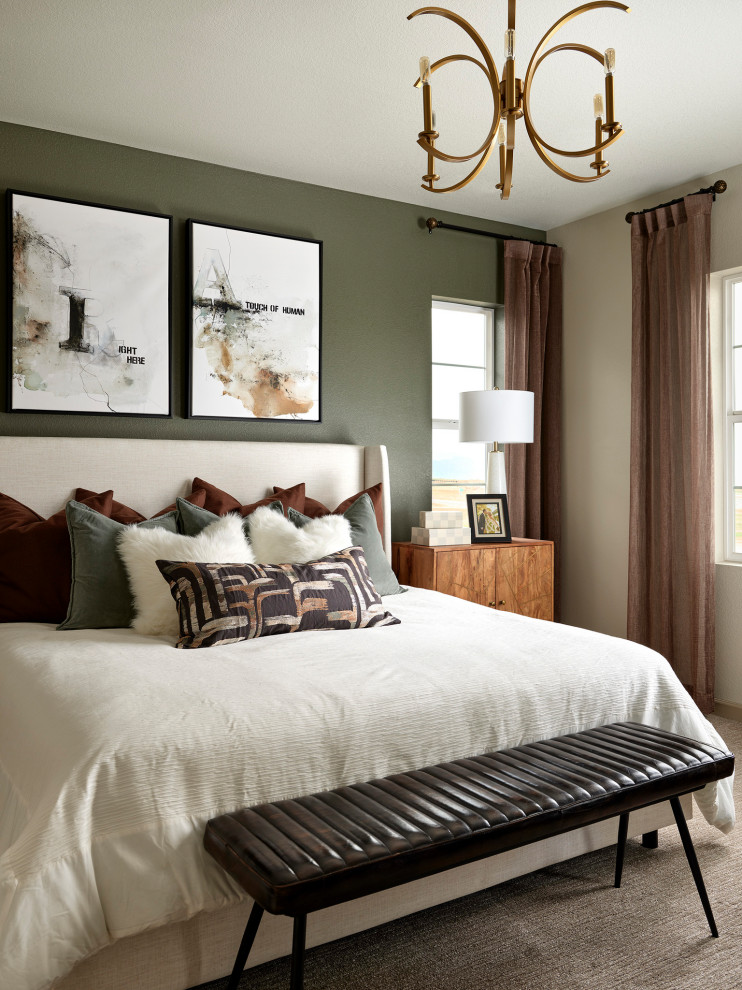 Example of a transitional bedroom design in Denver
