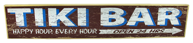Wooden Happy Hour  Every Hour Tiki Bar Sign