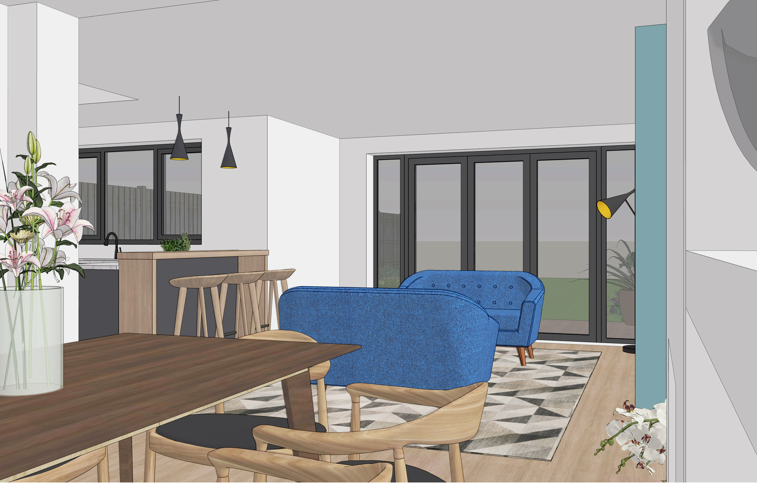 Open-plan living & kitchen space, Bi-folding doors, Contemporary design