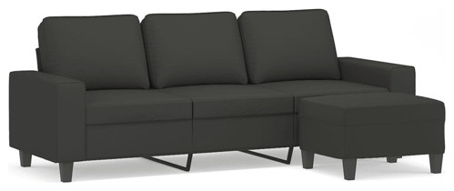 vidaXL Couch 3-Seater Sofa Couch with Footstool Dark Gray Microfiber Fabric