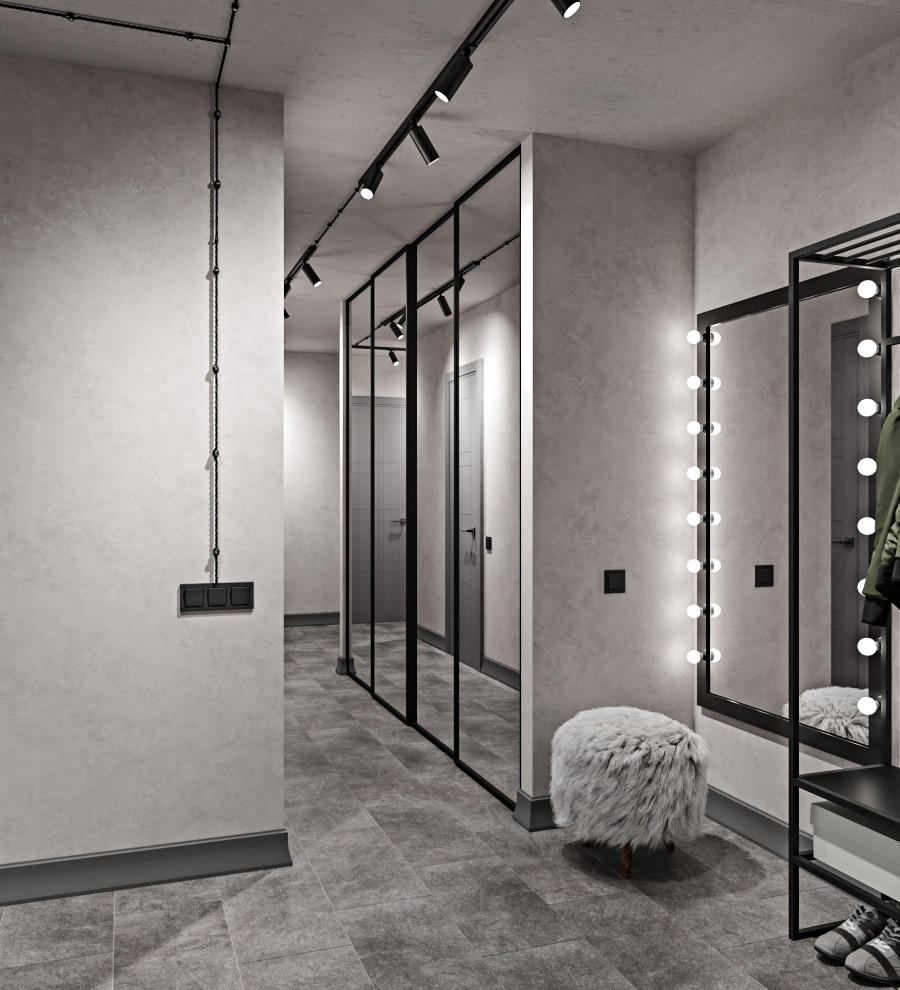 Серая квартира лофт