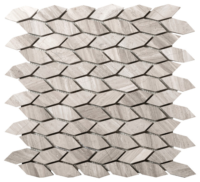 Marble Gray 12"x12" Limestone Mosaic Tile, Set of 10 Contemporary