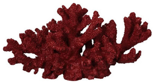 Coral Sculpture Statue Burgundy 11"x7.5"x6" - Beach Style 