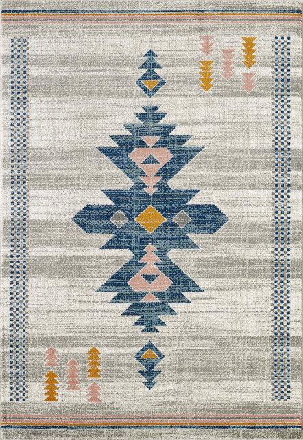 Abani Porto Southwestern Tribal Print Blue And Orange Area Rug Tribal Print Blue And Orange Area Rug