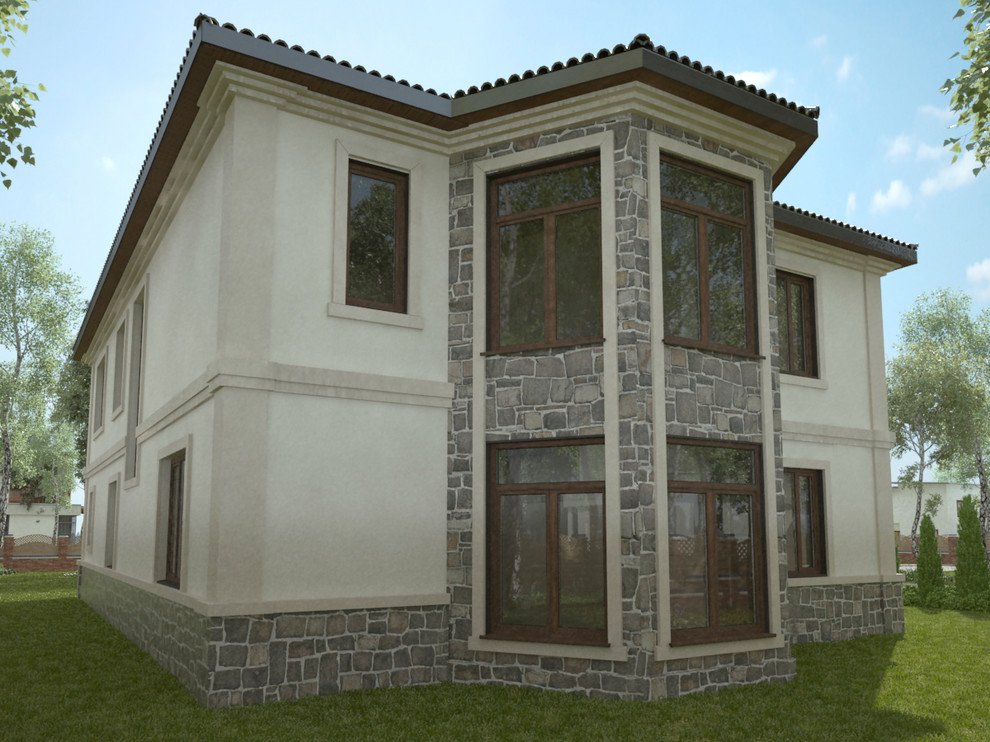 Эскизный проект частного двухэтажного дома с гаражом