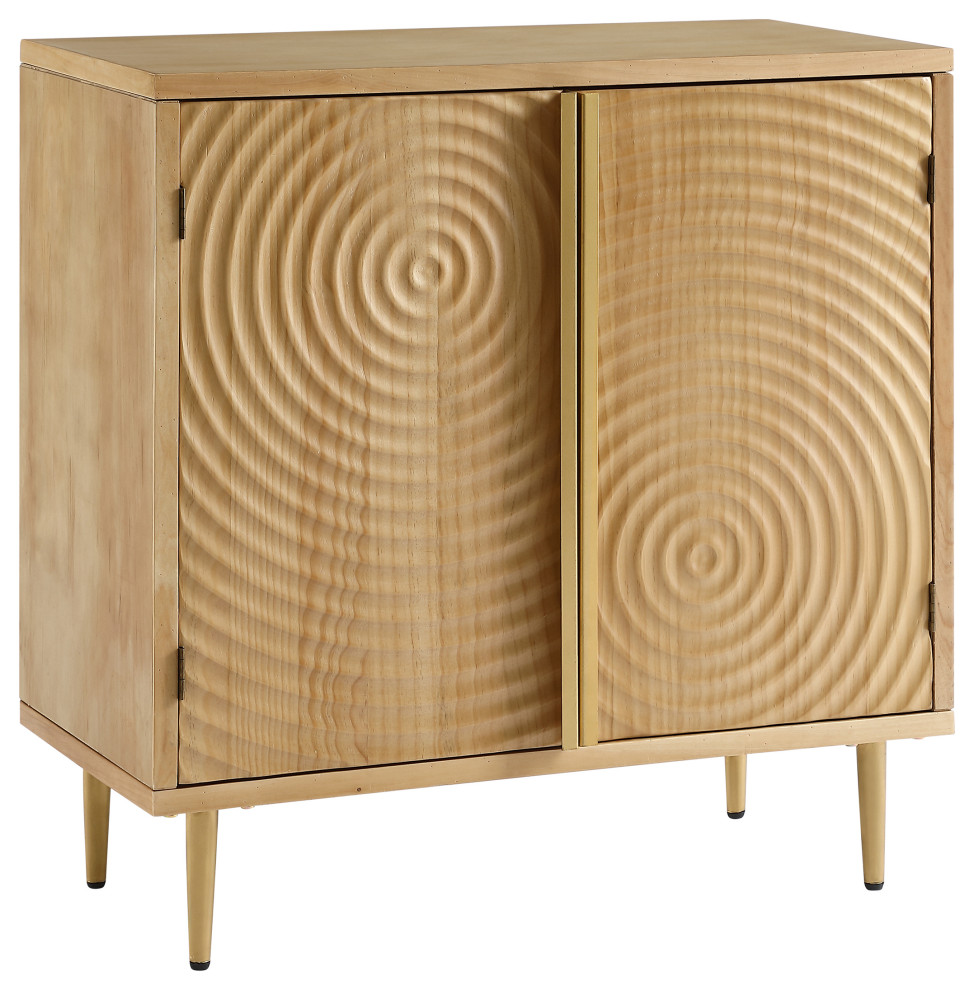 Modern Accent 2 Door Storage Removable Shelves and Golden Legs