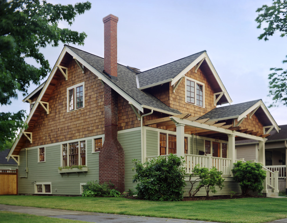Traditional exterior in Portland with wood siding and a gable roof.