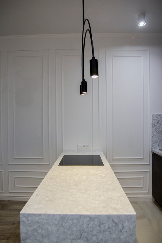 Современная кухня со шпонированными фасадами