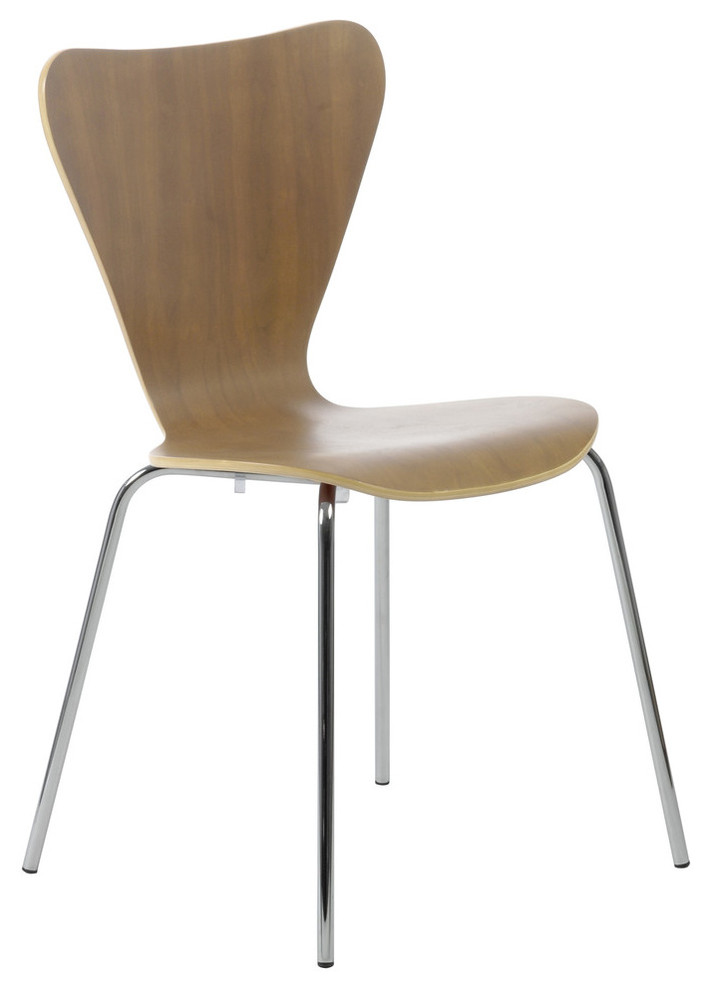 Eurostyle Tendy Side Chair, Walnut and Chrome, Set of 4
