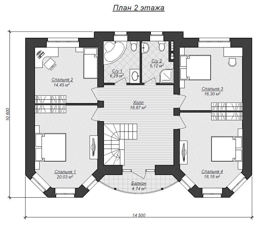 Коттедж с двумя эркерами
