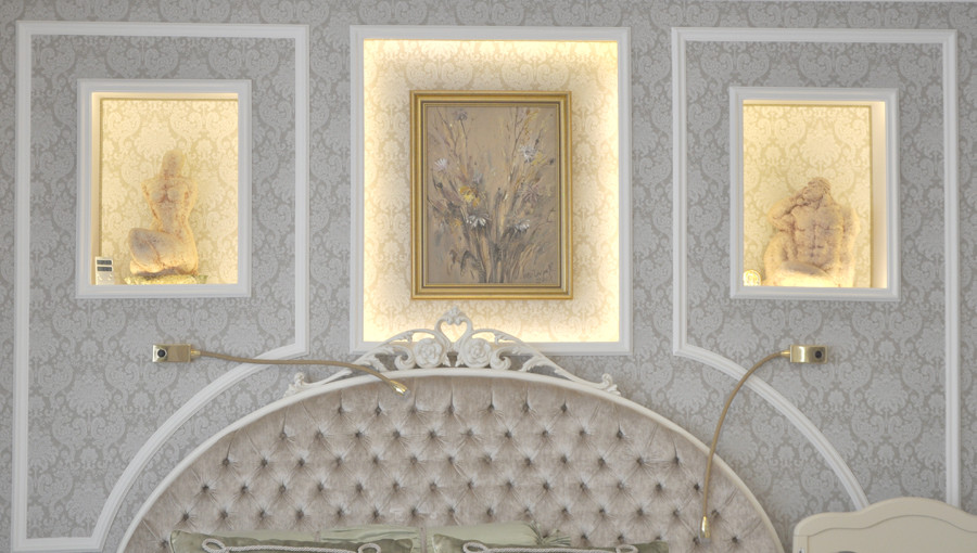 Оформление прикроватной стены в спальне