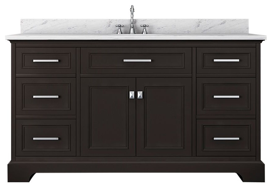 Pittsburgh 61, Single Bathroom Vanity, Espresso Transitional