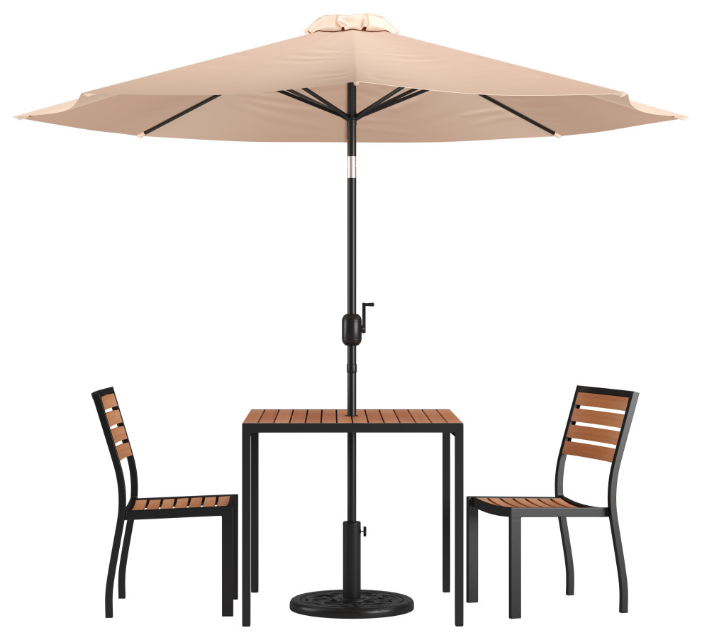 Modern Faux Teak Patio Table and Chairs Teak Transitional Outdoor