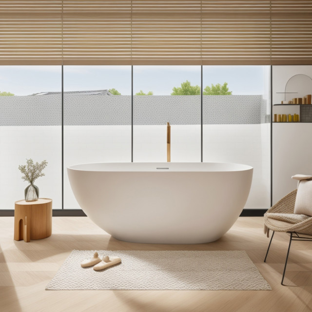 STAR&JANE Egg-shaped Stone Resin Matte Freestanding Bathtub, 59 in ...