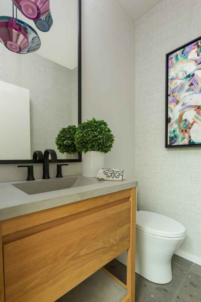 Design ideas for a contemporary powder room in Seattle.