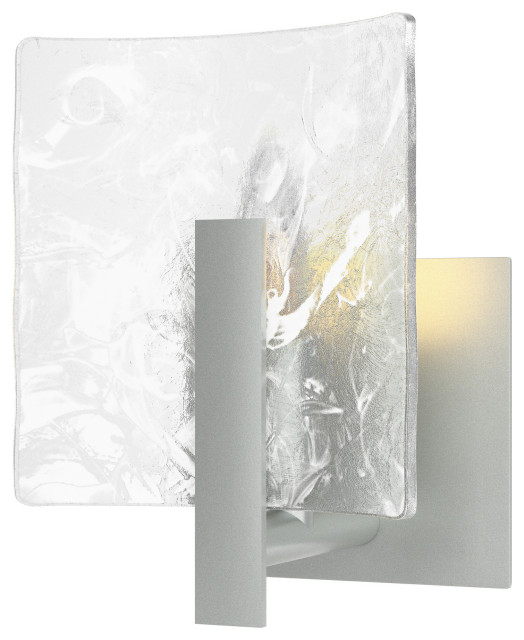 Arc Small 1-Light Bath Sconce, Vintage Platinum, White Swirl Glass