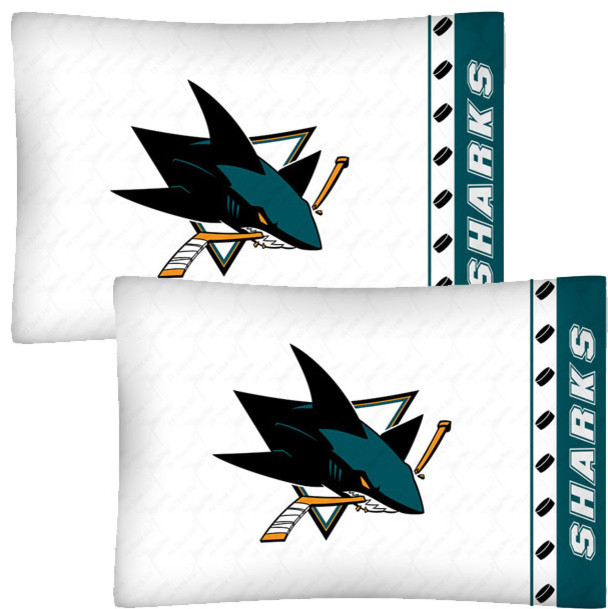 NHL San Jose Sharks Hockey Set of 2 Logo Pillowcases