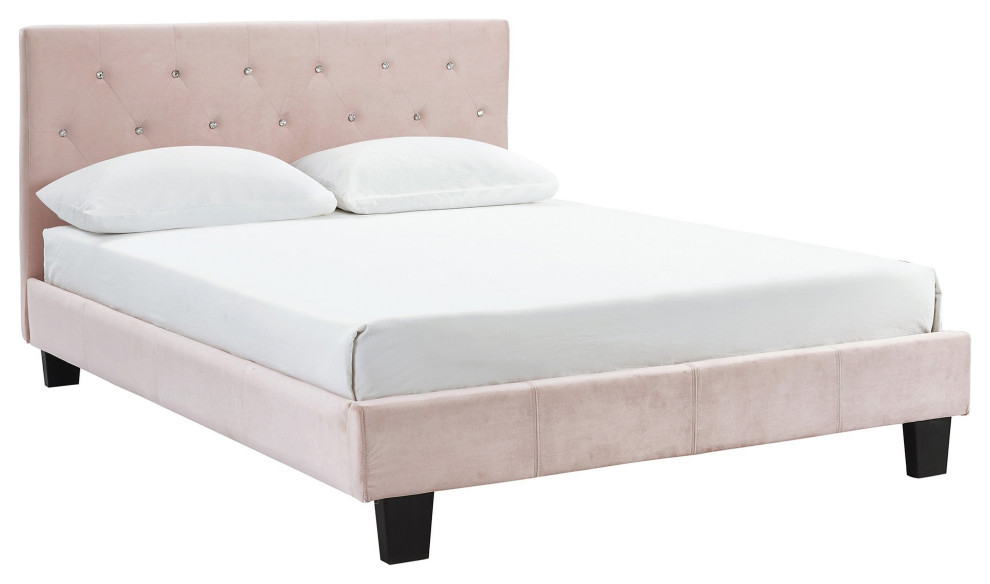 Jazelle 60" Queen Platform Bed-Blush Pink