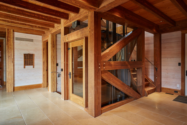 Timber Frame Elevator Rustic Staircase Toronto By Canadian