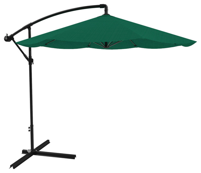 Patio Umbrella, Cantilever Hanging Outdoor Shade 10 Ft , Hunter Green Contemporary Outdoor