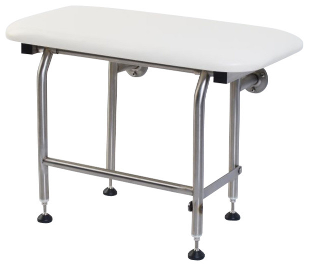 Padded Folding Shower Seat With Legs, 26" Contemporary Shower