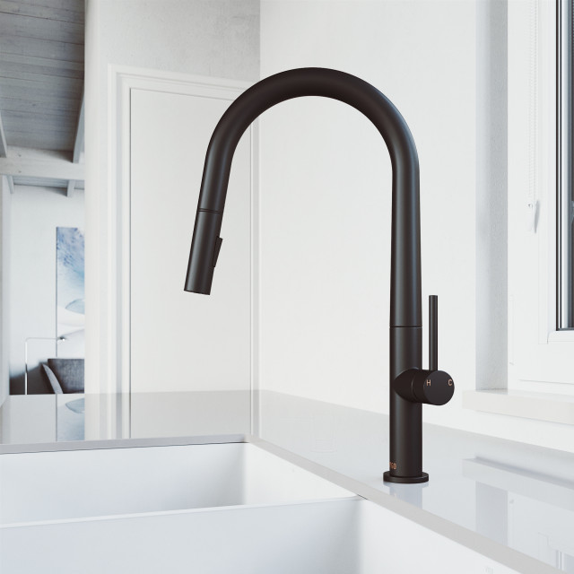 VIGO Greenwich Pull-Down Kitchen Faucet, Matte Black
