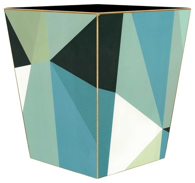 WB8645, Geometric Wastepaper Basket Contemporary Wastebaskets by