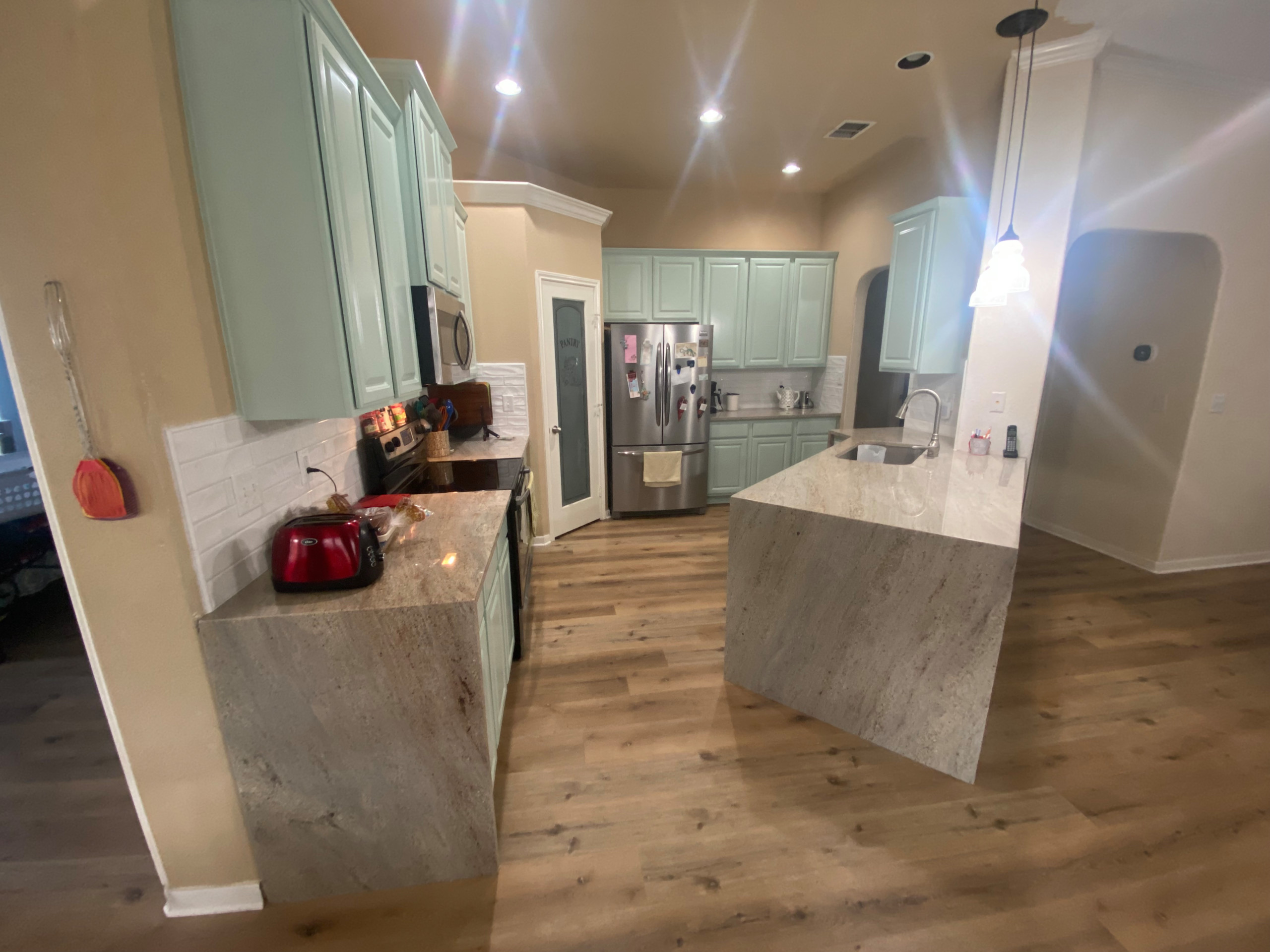 Custer Cabinet Repaint,Backsplash, Granite And Flooring