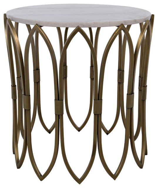 22 5 Set Of 2 Evette Side Table Smooth Stone Top Antique Br Metal Base 22 5 Set Of 2 Evette Side Table Smooth Stone Top Antique Br Metal Base