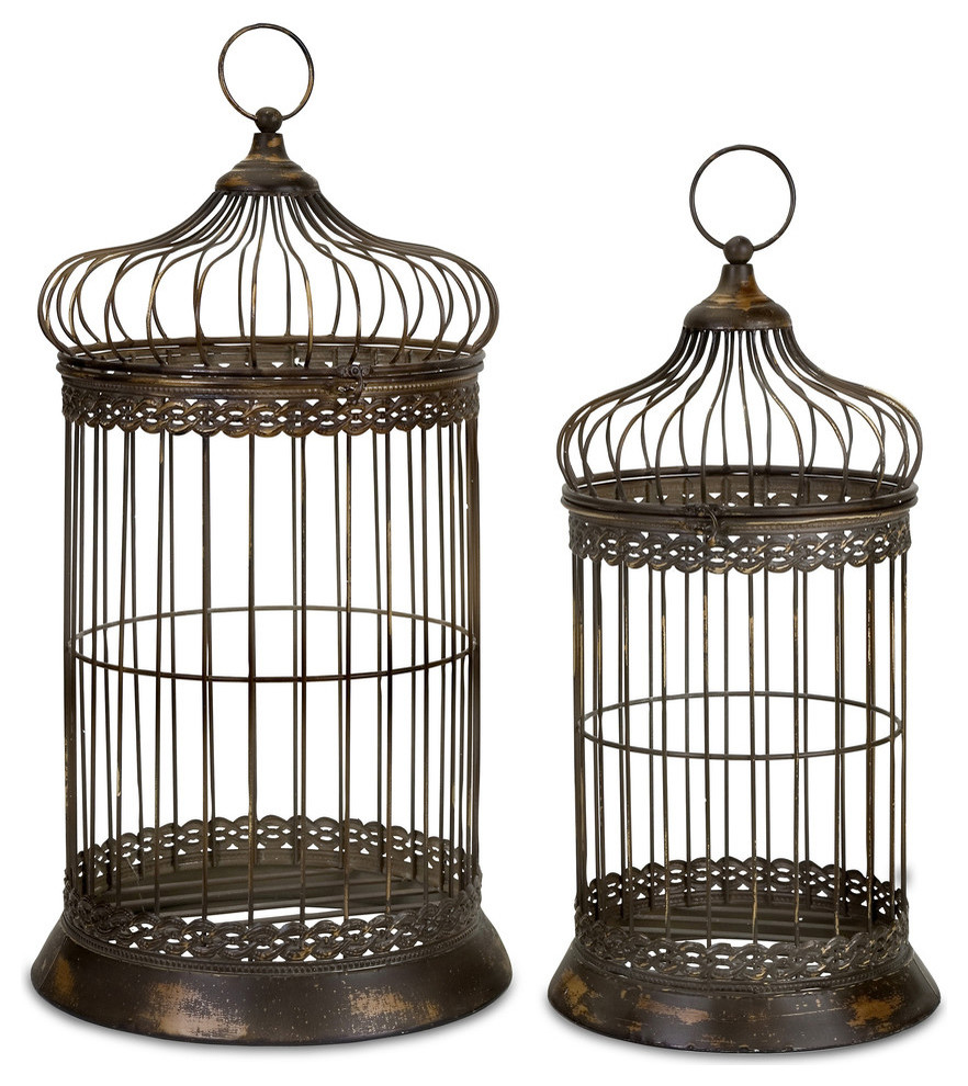 Vintage Look Distressed Dome Bird Cages, Set of 2