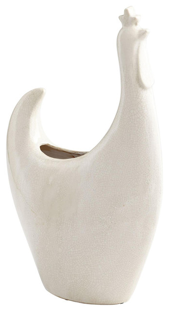 Cyan Design White Crackle Small Rule The Roost Planter Farmhouse
