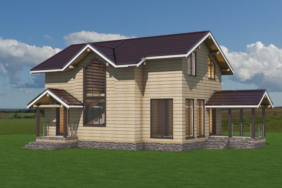 Проект каркасного дома 103 м2 - 2 этажа