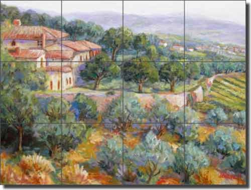 Ceramic Tile Mural Backsplash Morris Tuscan Landscape - Traditional ...